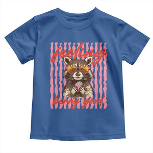 Feeling Berry Good Toddler T Shirt Funny Raccoon Strawberry Summer Vibes TS14 Royal Blue Print Your Wear