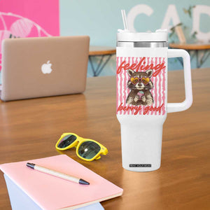 Feeling Berry Good Tumbler With Handle Funny Raccoon Strawberry Summer Vibes TS14 Print Your Wear