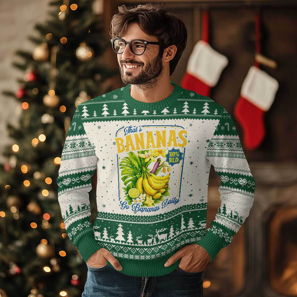 That's Bananas Ugly Christmas Sweater Funny Banana Summer Fruit Food Pun TS14 Beige Green Print Your Wear
