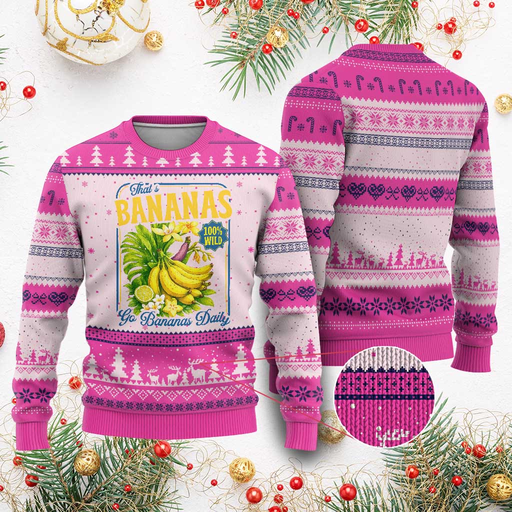 That's Bananas Ugly Christmas Sweater Funny Banana Summer Fruit Food Pun TS14 Hot Pink Print Your Wear