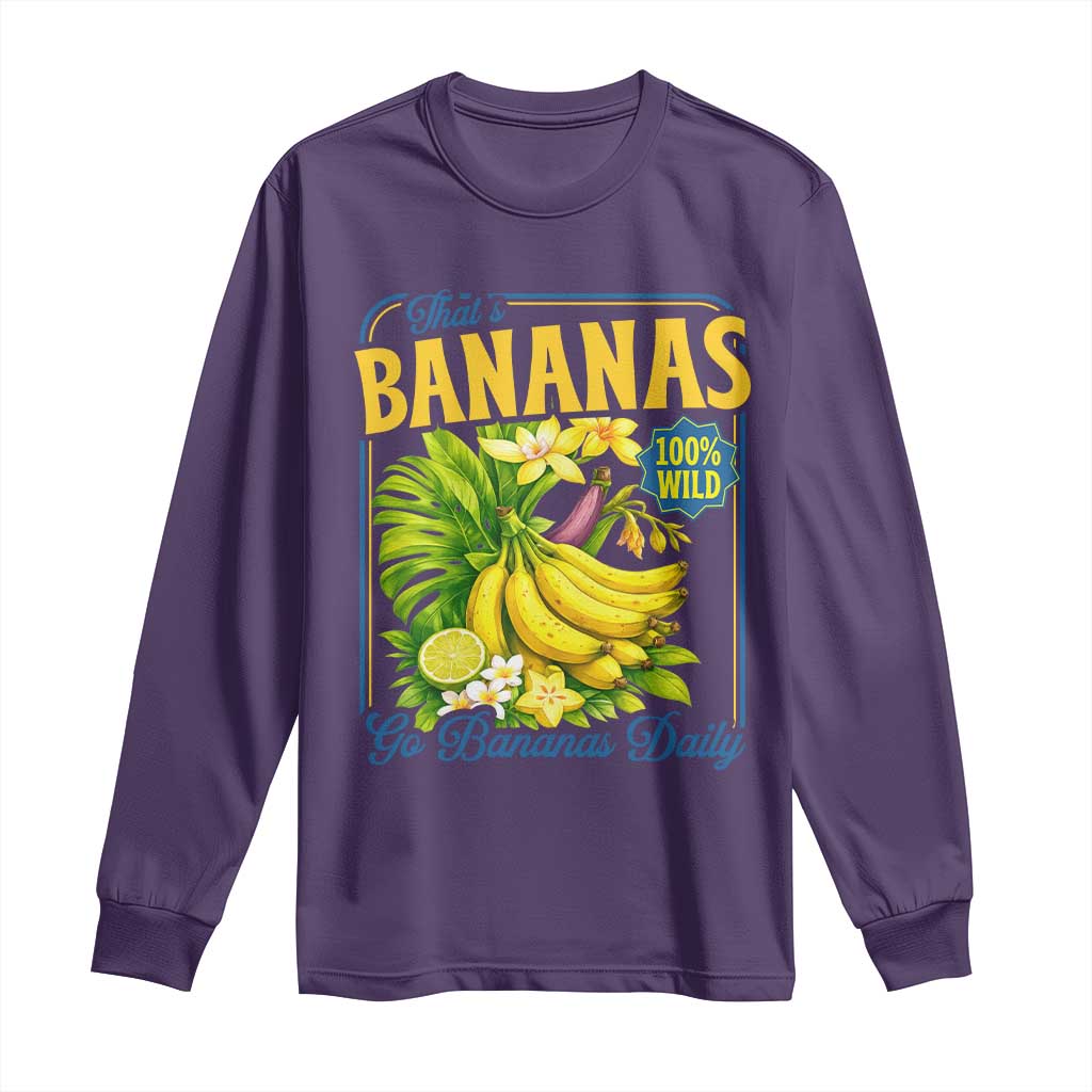 That's Bananas Long Sleeve Shirt Funny Banana Summer Fruit Food Pun TS14 Purple Print Your Wear