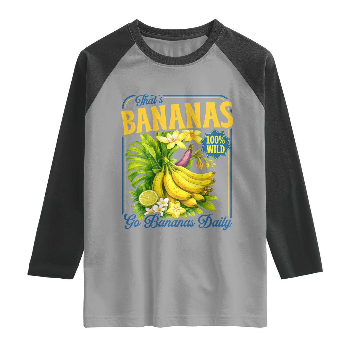 That's Bananas Raglan Shirt Funny Banana Summer Fruit Food Pun TS14 Sport Gray Black Print Your Wear