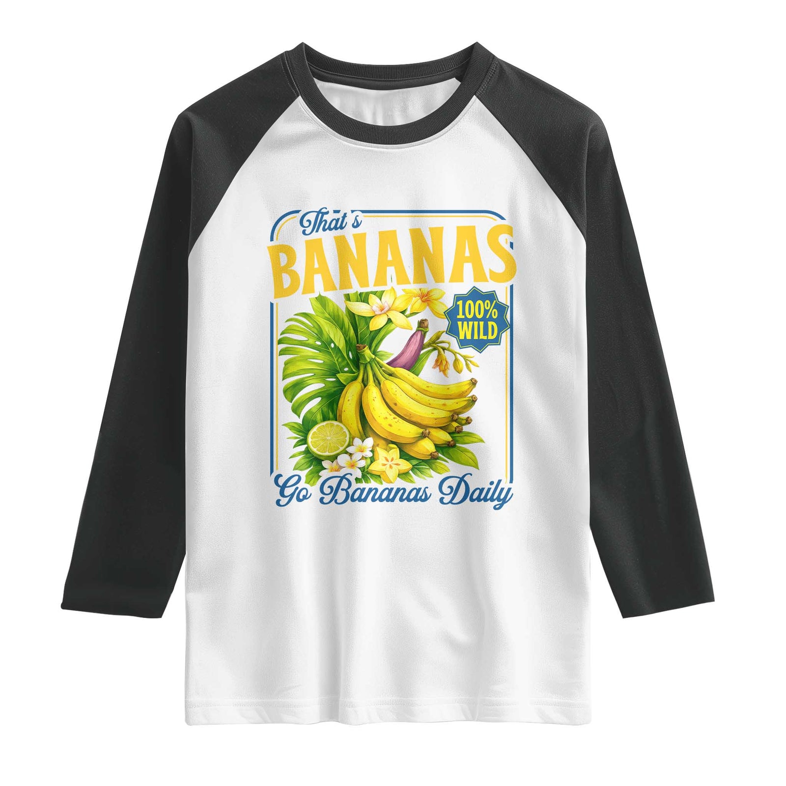 That's Bananas Raglan Shirt Funny Banana Summer Fruit Food Pun TS14 White Black Print Your Wear