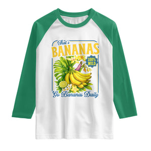 That's Bananas Raglan Shirt Funny Banana Summer Fruit Food Pun TS14 White Kelly Green Print Your Wear
