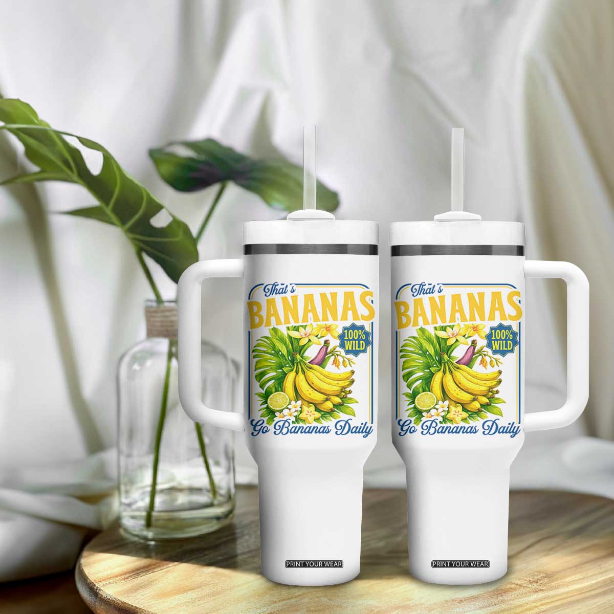 That's Bananas Tumbler With Handle Funny Banana Summer Fruit Food Pun TS14 Print Your Wear