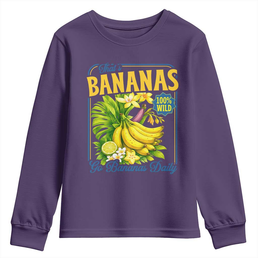 That's Bananas Youth Sweatshirt Funny Banana Summer Fruit Food Pun TS14 Purple Print Your Wear