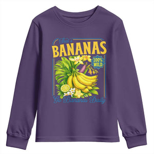 That's Bananas Youth Sweatshirt Funny Banana Summer Fruit Food Pun TS14 Purple Print Your Wear