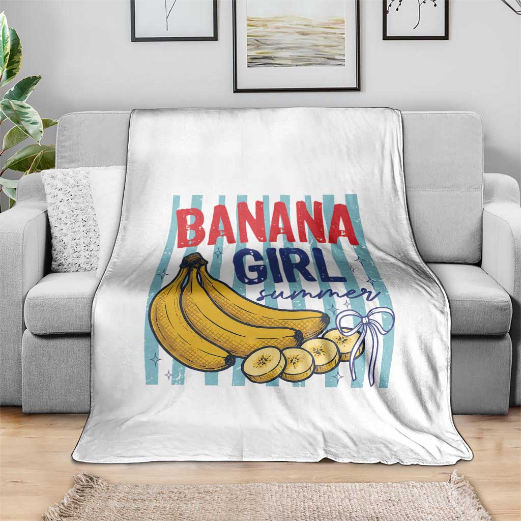Banana Girl Summer Throw Blanket Summer Fruit Beach Vacation TS14 Print Your Wear