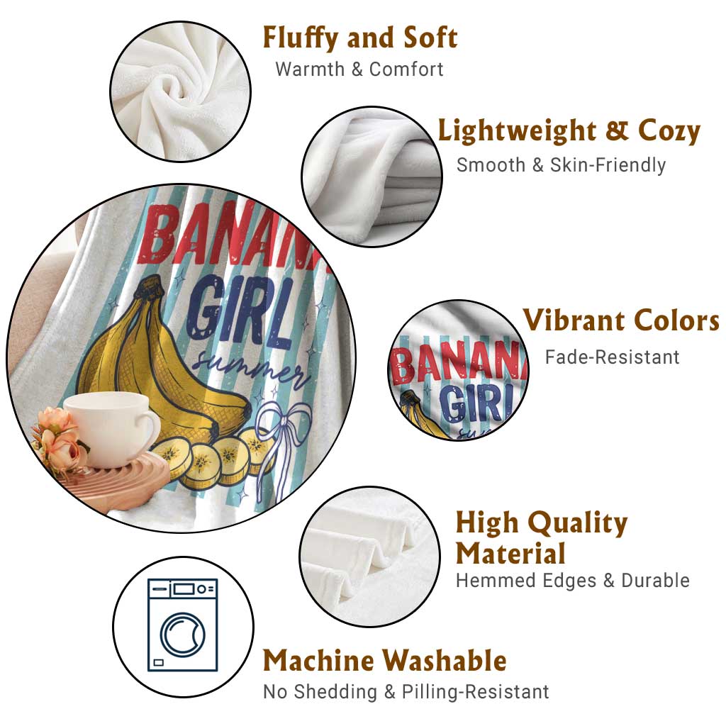 Banana Girl Summer Throw Blanket Summer Fruit Beach Vacation TS14 Print Your Wear