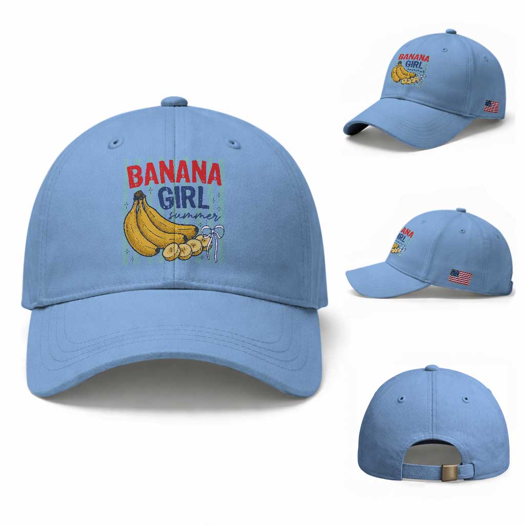 Banana Girl Summer Baseball Cap Summer Fruit Beach Vacation TS14 Baseball Cap Universal Fit Light Blue Print Your Wear