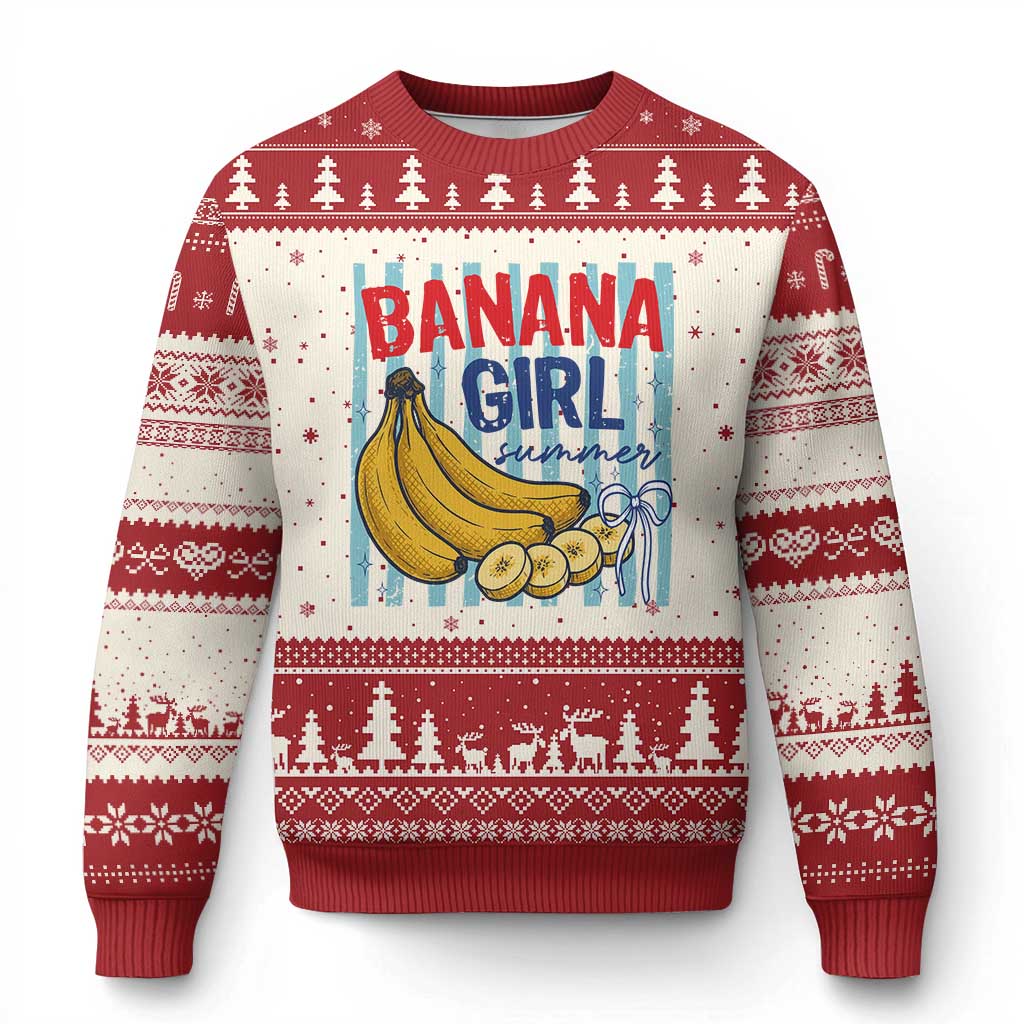Banana Girl Summer Ugly Christmas Sweater Summer Fruit Beach Vacation TS14 Beige Red Print Your Wear