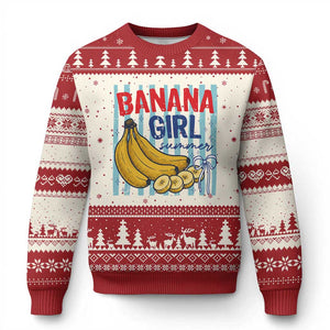 Banana Girl Summer Ugly Christmas Sweater Summer Fruit Beach Vacation TS14 Beige Red Print Your Wear