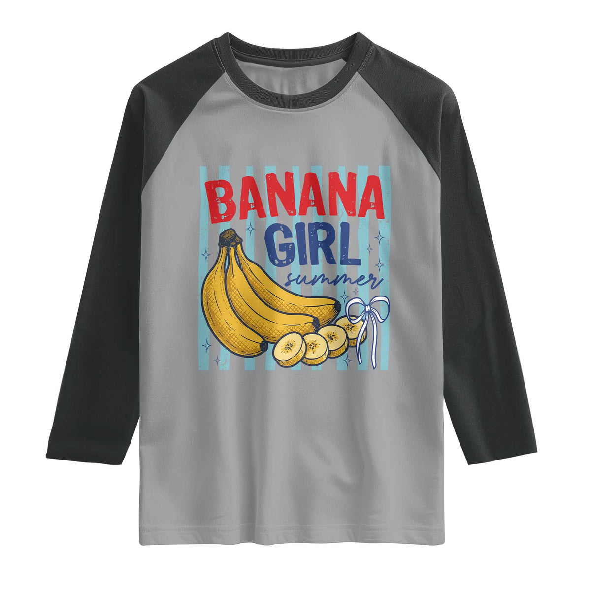 Banana Girl Summer Raglan Shirt Summer Fruit Beach Vacation TS14 Sport Gray Black Print Your Wear
