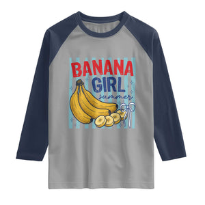 Banana Girl Summer Raglan Shirt Summer Fruit Beach Vacation TS14 Sport Gray Navy Print Your Wear