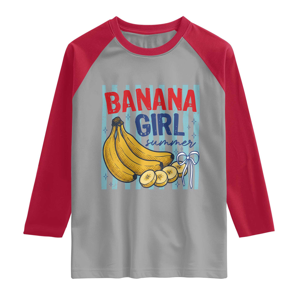 Banana Girl Summer Raglan Shirt Summer Fruit Beach Vacation TS14 Sport Gray Red Print Your Wear