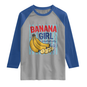 Banana Girl Summer Raglan Shirt Summer Fruit Beach Vacation TS14 Sport Gray Royal Print Your Wear