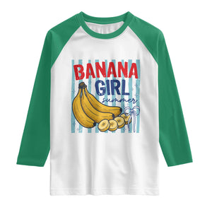 Banana Girl Summer Raglan Shirt Summer Fruit Beach Vacation TS14 White Kelly Green Print Your Wear