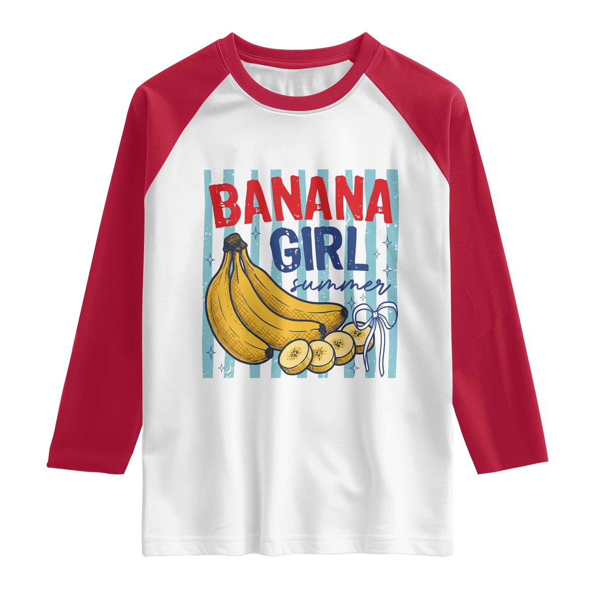 Banana Girl Summer Raglan Shirt Summer Fruit Beach Vacation TS14 White Red Print Your Wear