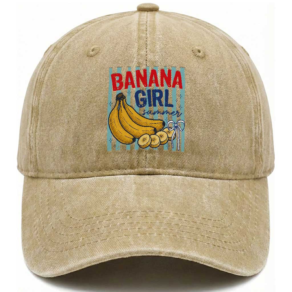 Banana Girl Summer Washed Cotton Baseball Cap Summer Fruit Beach Vacation TS14 Print Your Wear