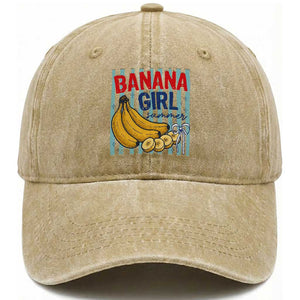 Banana Girl Summer Washed Cotton Baseball Cap Summer Fruit Beach Vacation TS14 Print Your Wear