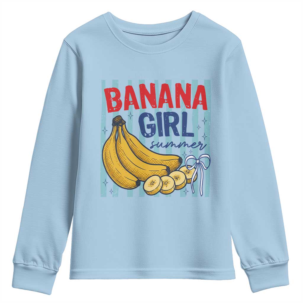 Banana Girl Summer Youth Sweatshirt Summer Fruit Beach Vacation TS14 Light Blue Print Your Wear