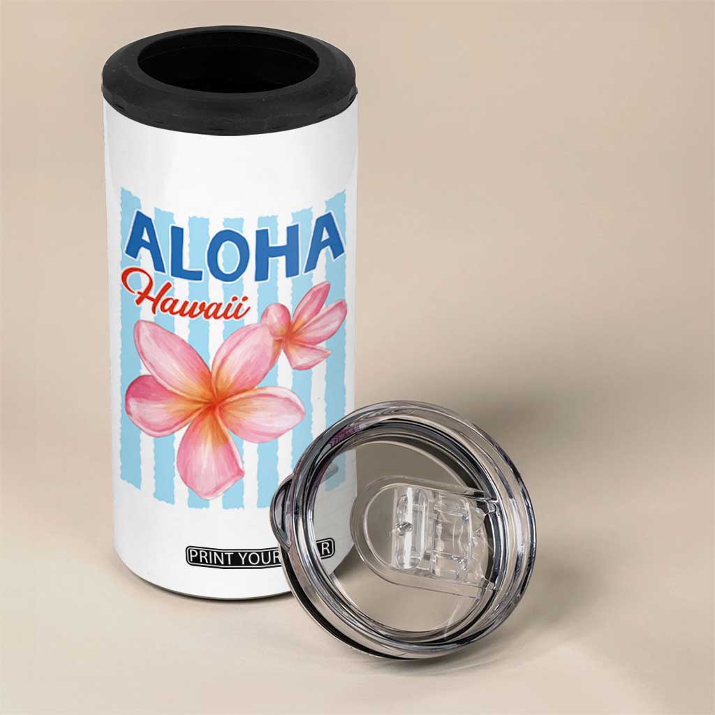 Aloha Hawaii 4 in 1 Can Cooler Tumbler Hibiscus Flower Tropical Beach Vacation
