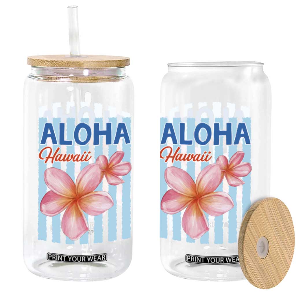Aloha Hawaii Glass Can Hibiscus Flower Tropical Beach Vacation