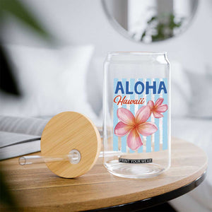 Aloha Hawaii Glass Can Hibiscus Flower Tropical Beach Vacation