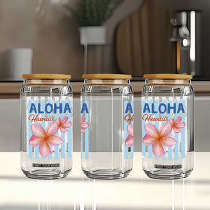 Aloha Hawaii Glass Can Hibiscus Flower Tropical Beach Vacation
