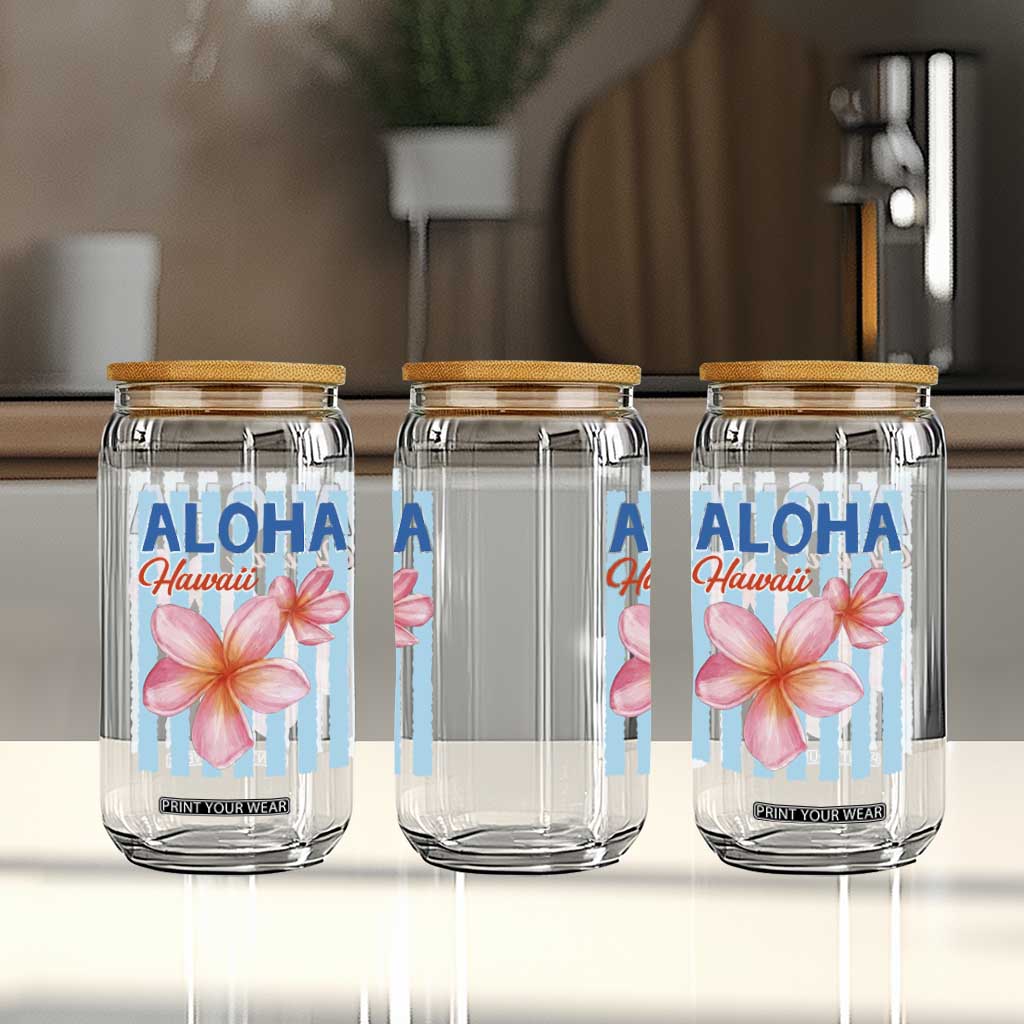 Aloha Hawaii Glass Can Hibiscus Flower Tropical Beach Vacation