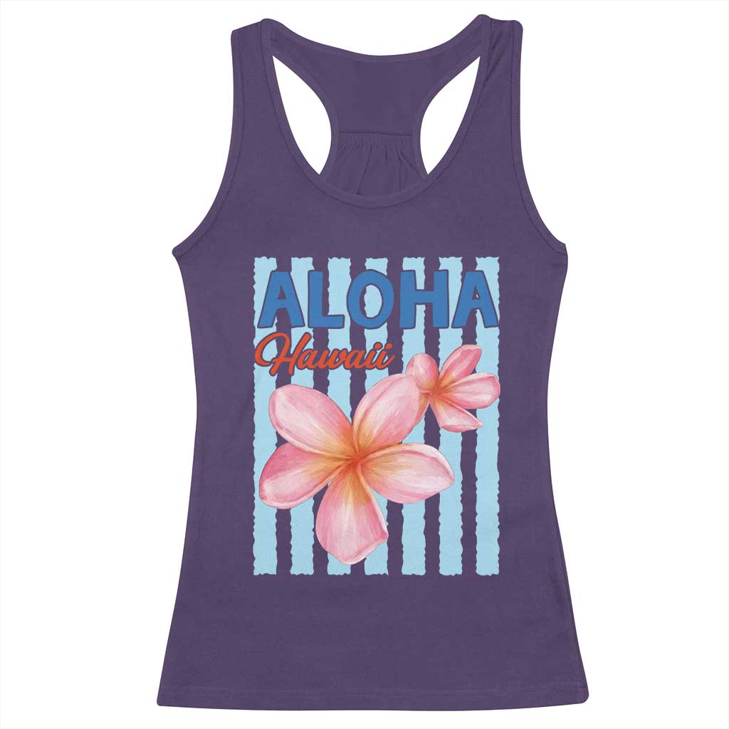Aloha Hawaii Racerback Tank Top Hibiscus Flower Tropical Beach Vacation
