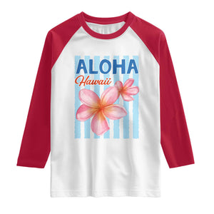Aloha Hawaii Raglan Shirt Hibiscus Flower Tropical Beach Vacation
