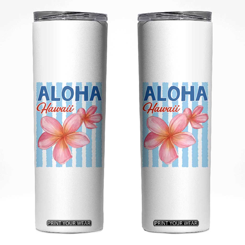 Aloha Hawaii Skinny Tumbler Hibiscus Flower Tropical Beach Vacation