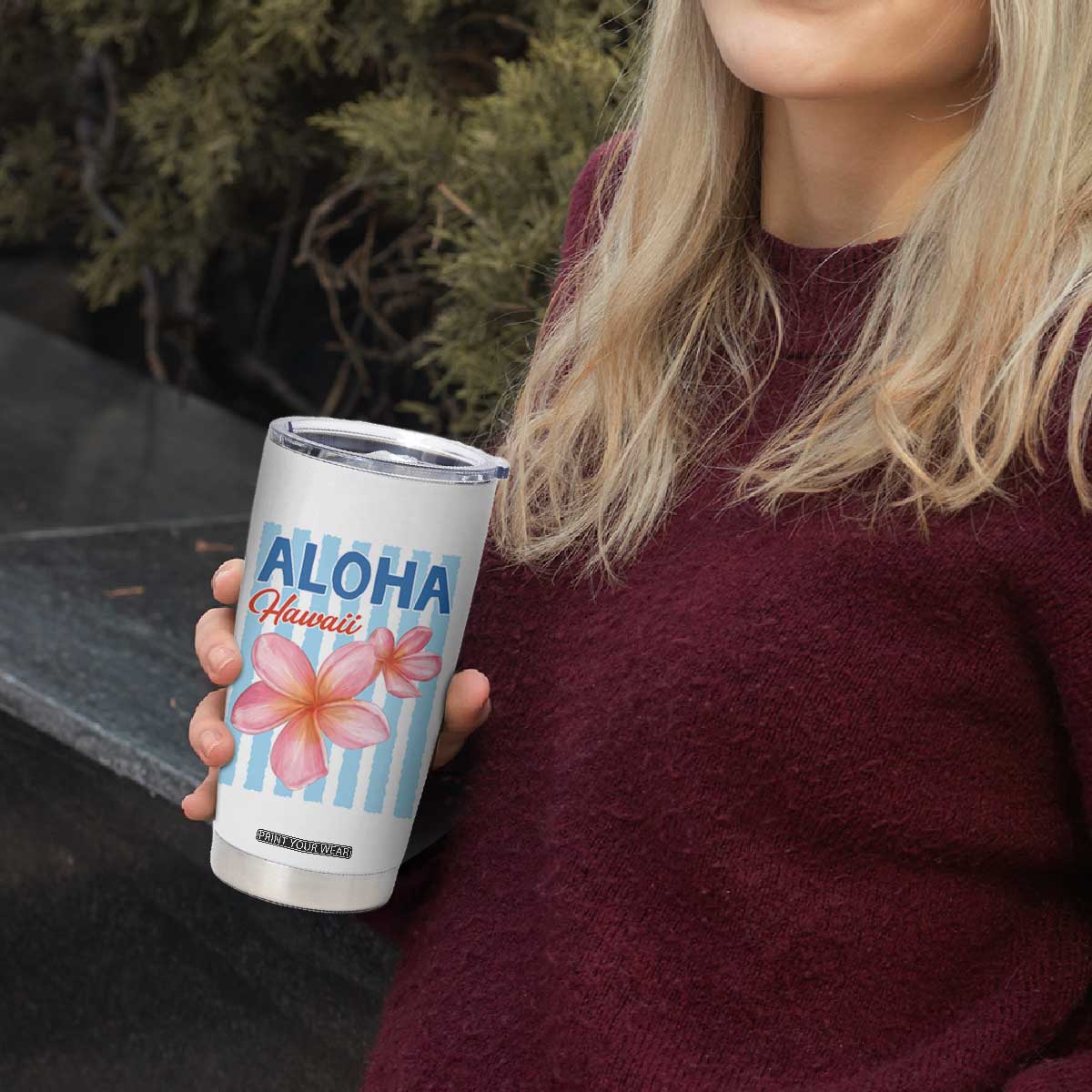 Aloha Hawaii Tumbler Cup Hibiscus Flower Tropical Beach Vacation