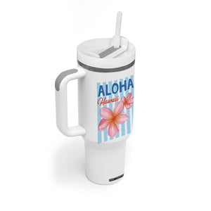 Aloha Hawaii Tumbler With Handle Hibiscus Flower Tropical Beach Vacation