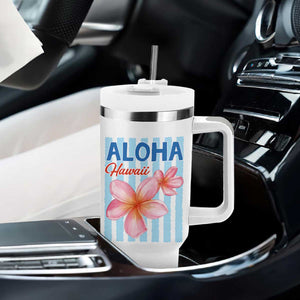 Aloha Hawaii Tumbler With Handle Hibiscus Flower Tropical Beach Vacation