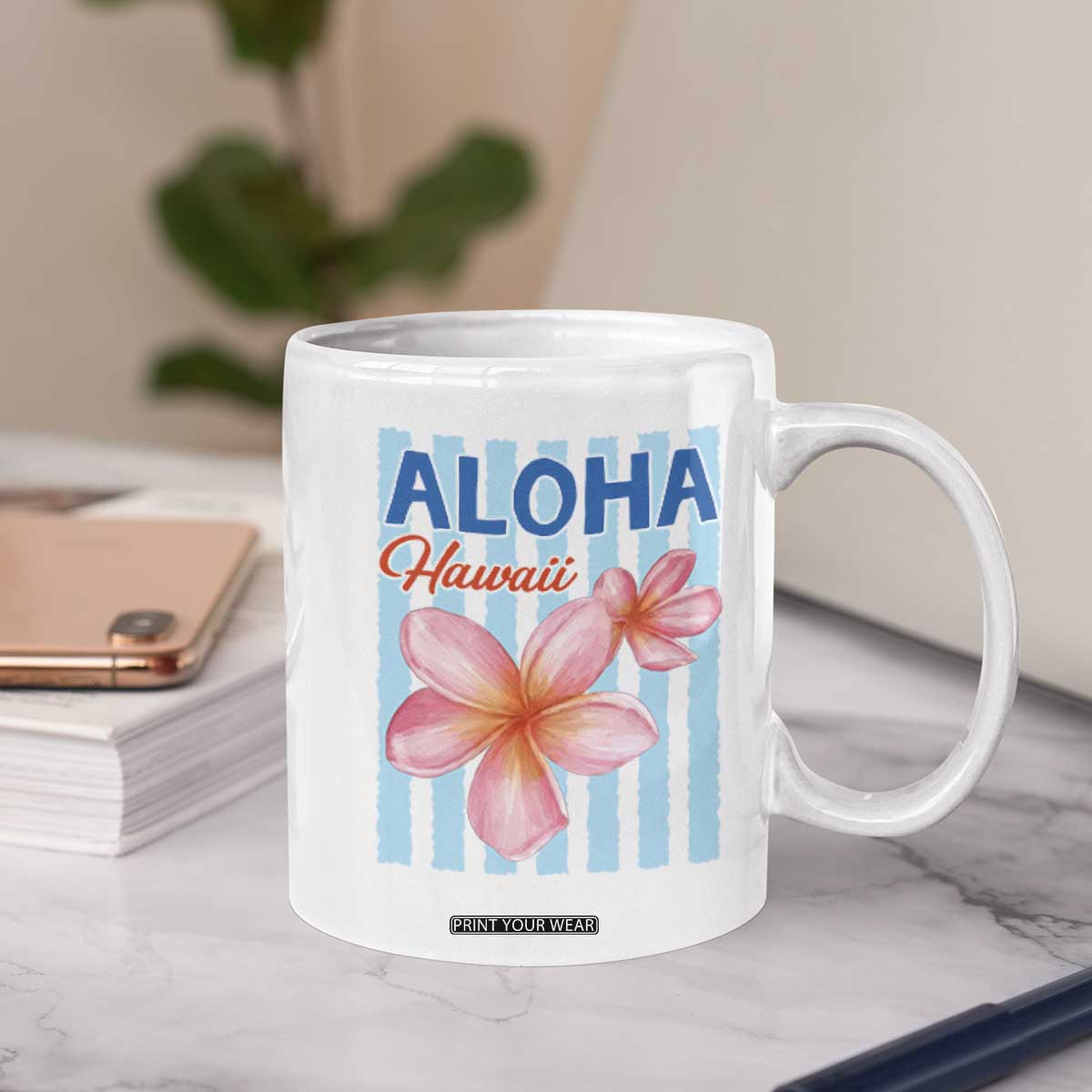Aloha Hawaii Coffee Mug Hibiscus Flower Tropical Beach Vacation