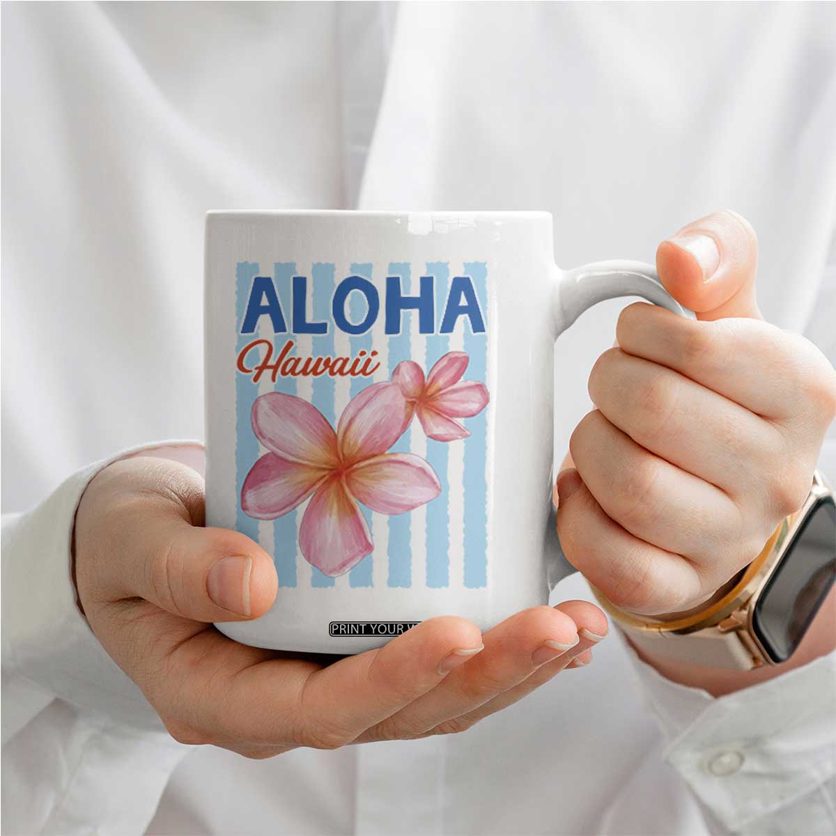 Aloha Hawaii Coffee Mug Hibiscus Flower Tropical Beach Vacation