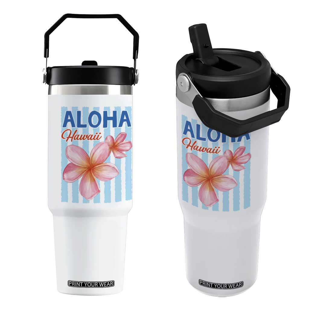 Aloha Hawaii Flip Straw Tumbler Hibiscus Flower Tropical Beach Vacation