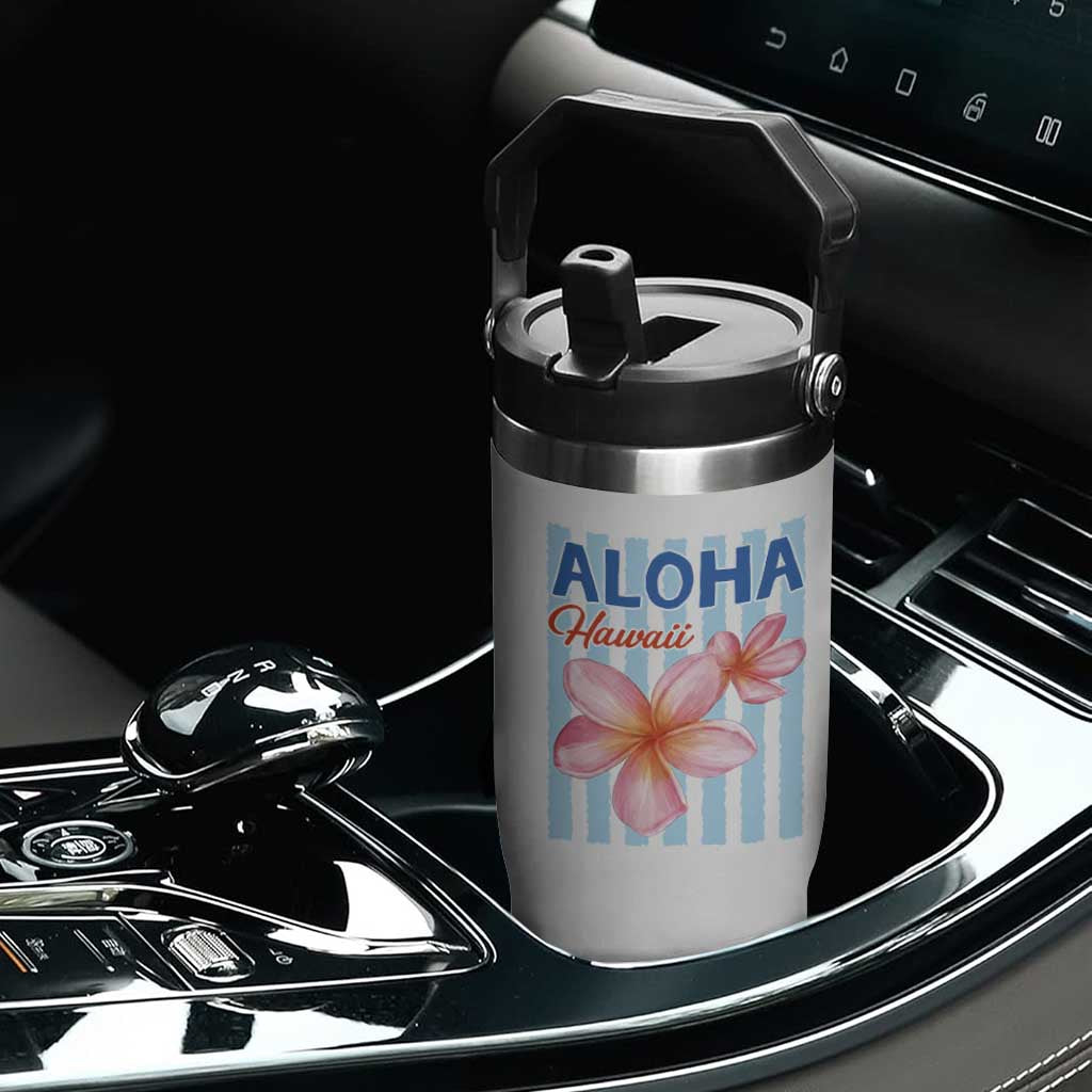 Aloha Hawaii Flip Straw Tumbler Hibiscus Flower Tropical Beach Vacation