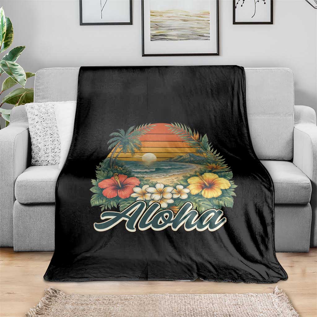 Aloha Hawaii Summer Throw Blanket Vintage Tropical Beach Graphic TS14 Print Your Wear