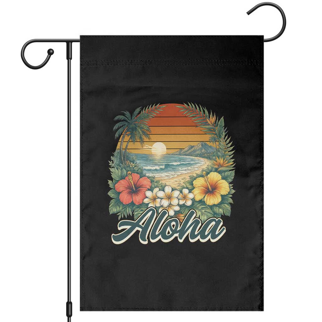 Aloha Hawaii Summer Garden Flag Vintage Tropical Beach Graphic TS14 Black Print Your Wear