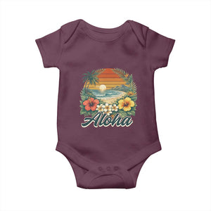 Aloha Hawaii Summer Baby Onesie Vintage Tropical Beach Graphic