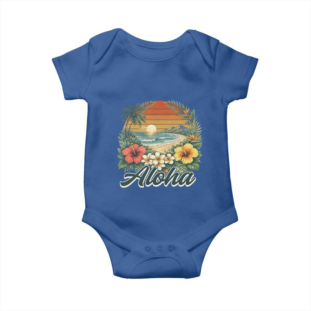 Aloha Hawaii Summer Baby Onesie Vintage Tropical Beach Graphic