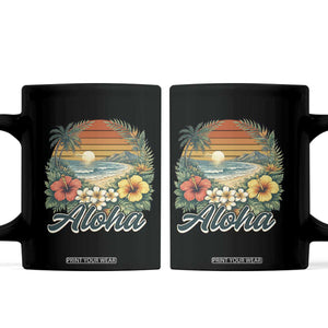 Aloha Hawaii Summer Coffee Mug Vintage Tropical Beach Graphic