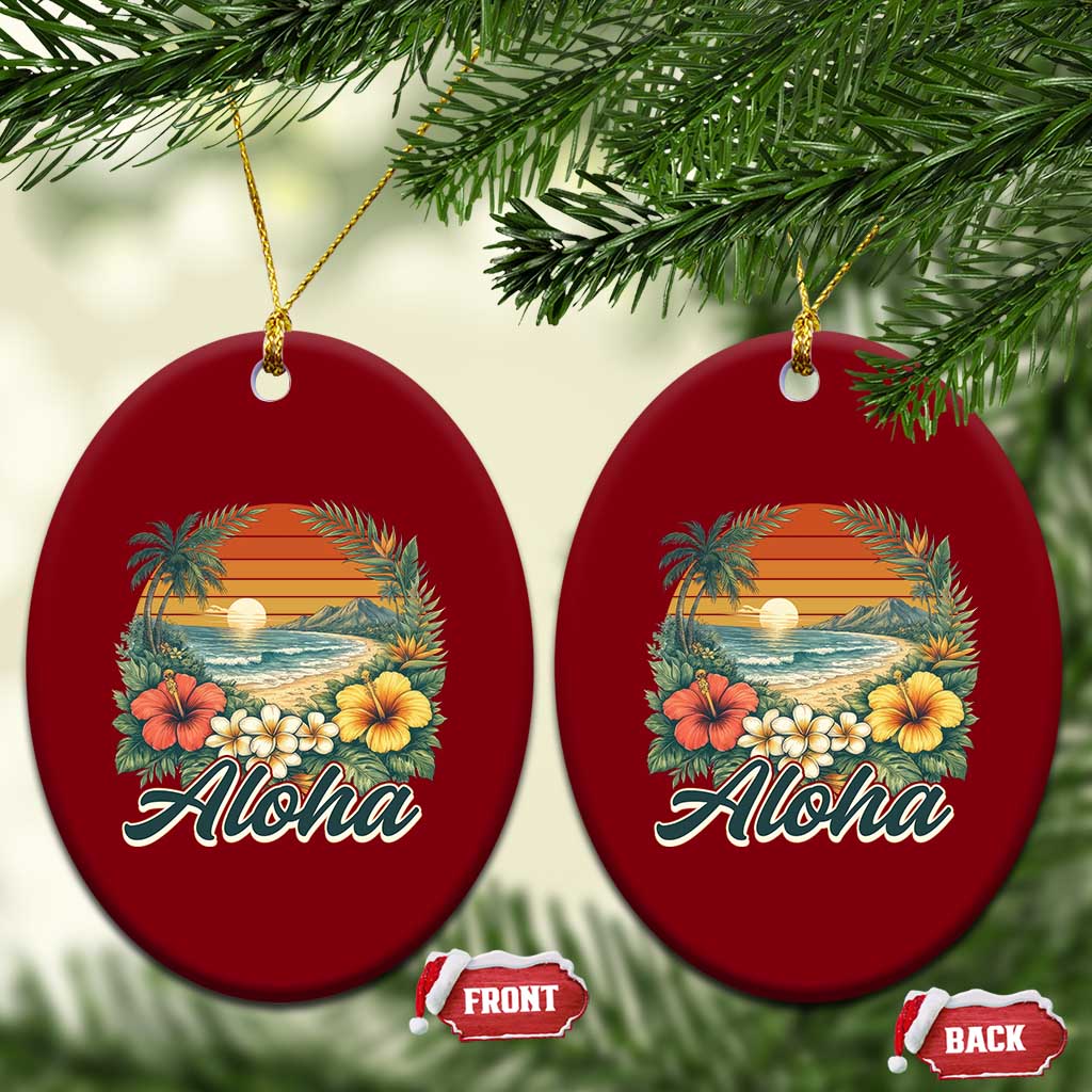 Aloha Hawaii Summer Ceramic Ornament Vintage Tropical Beach Graphic TS14 Print Your Wear