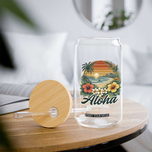 Aloha Hawaii Summer Glass Can Vintage Tropical Beach Graphic