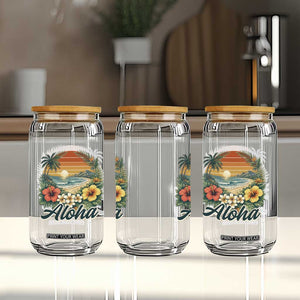 Aloha Hawaii Summer Glass Can Vintage Tropical Beach Graphic