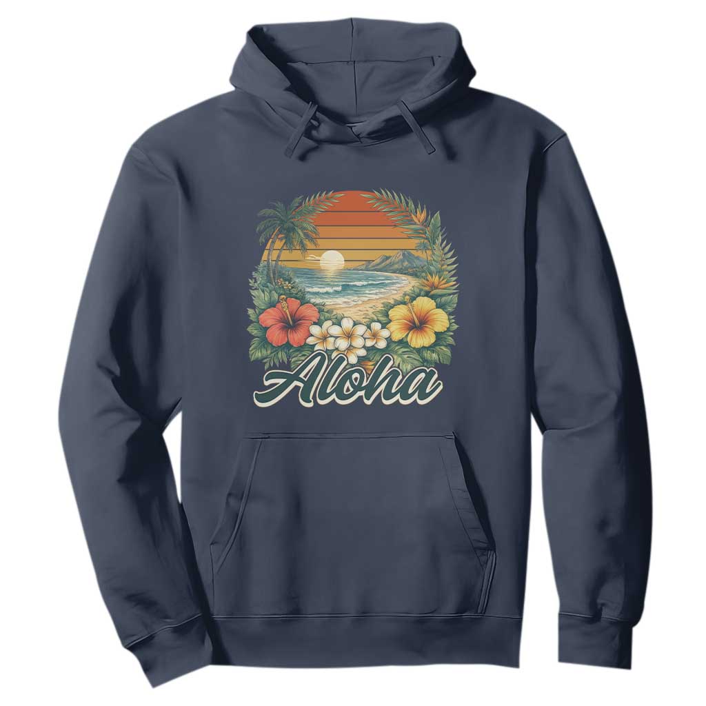 Aloha Hawaii Summer Hoodie Vintage Tropical Beach Graphic