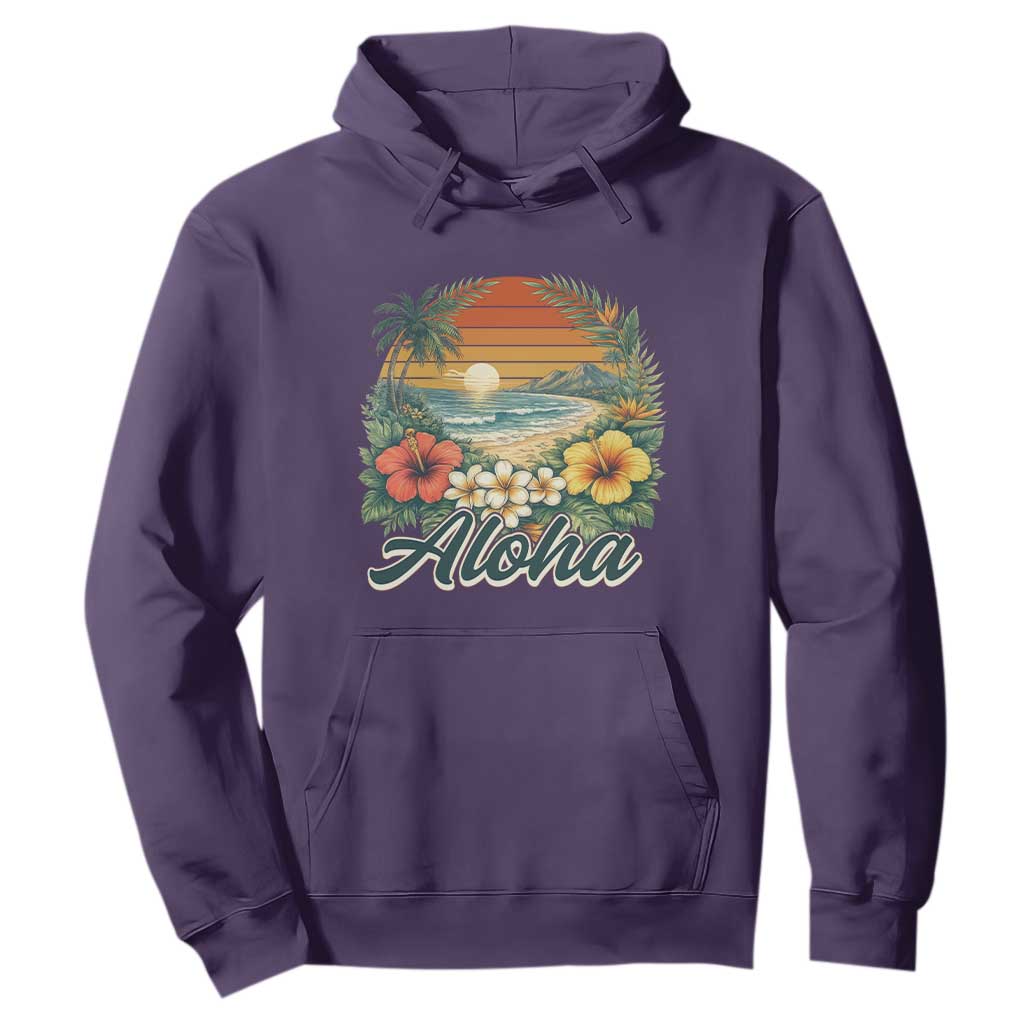 Aloha Hawaii Summer Hoodie Vintage Tropical Beach Graphic